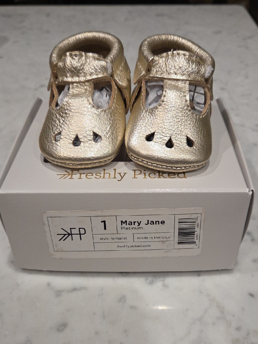 Freshly Picked Platinum Mary Jane Baby Shoes